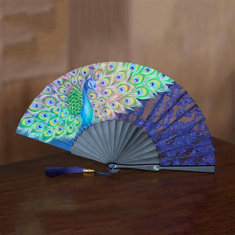 peacock folding fan